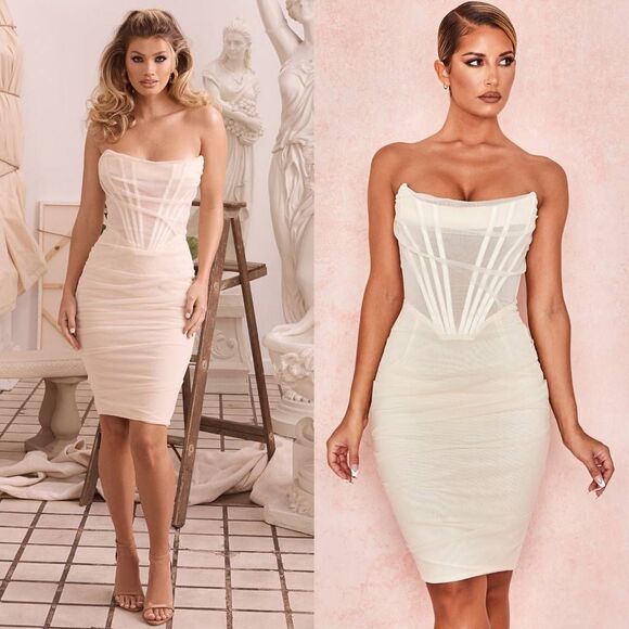 House of CB Dresses & Skirts - House of CB Leila ivory mesh strapless corset dress XS $195